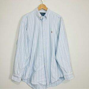 Ralph Lauren Blue Classic Striped Oxford Yarmouth Shirt 16.5